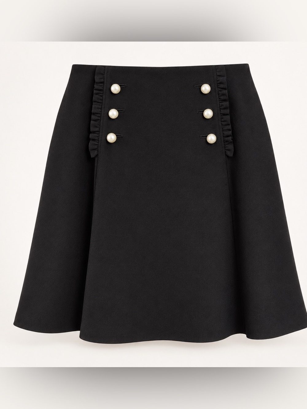 Kate Spade New York Skirt the Rules Black Pearl Button Ruffle A-Line Skirt 14